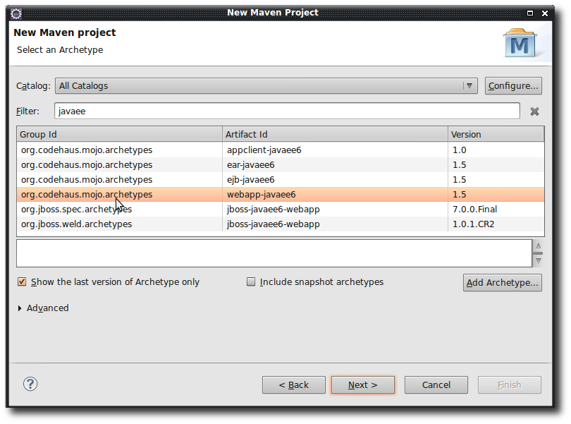 new javaee maven project