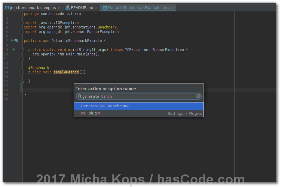 intellij jmh plugin operation