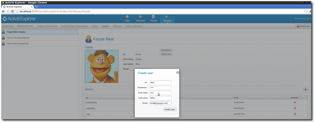 Creating a new user in the Activiti Explorer