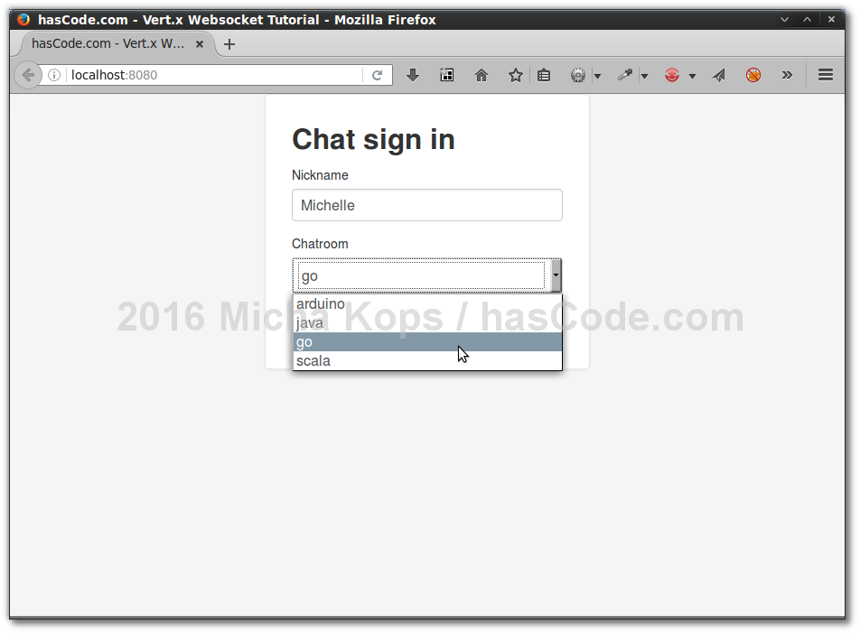 log into websocket chat